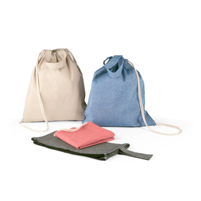 RISSANI. Drawstring bag with recycled cotton (70) and polyester (30 rPET) (140 g/m²)